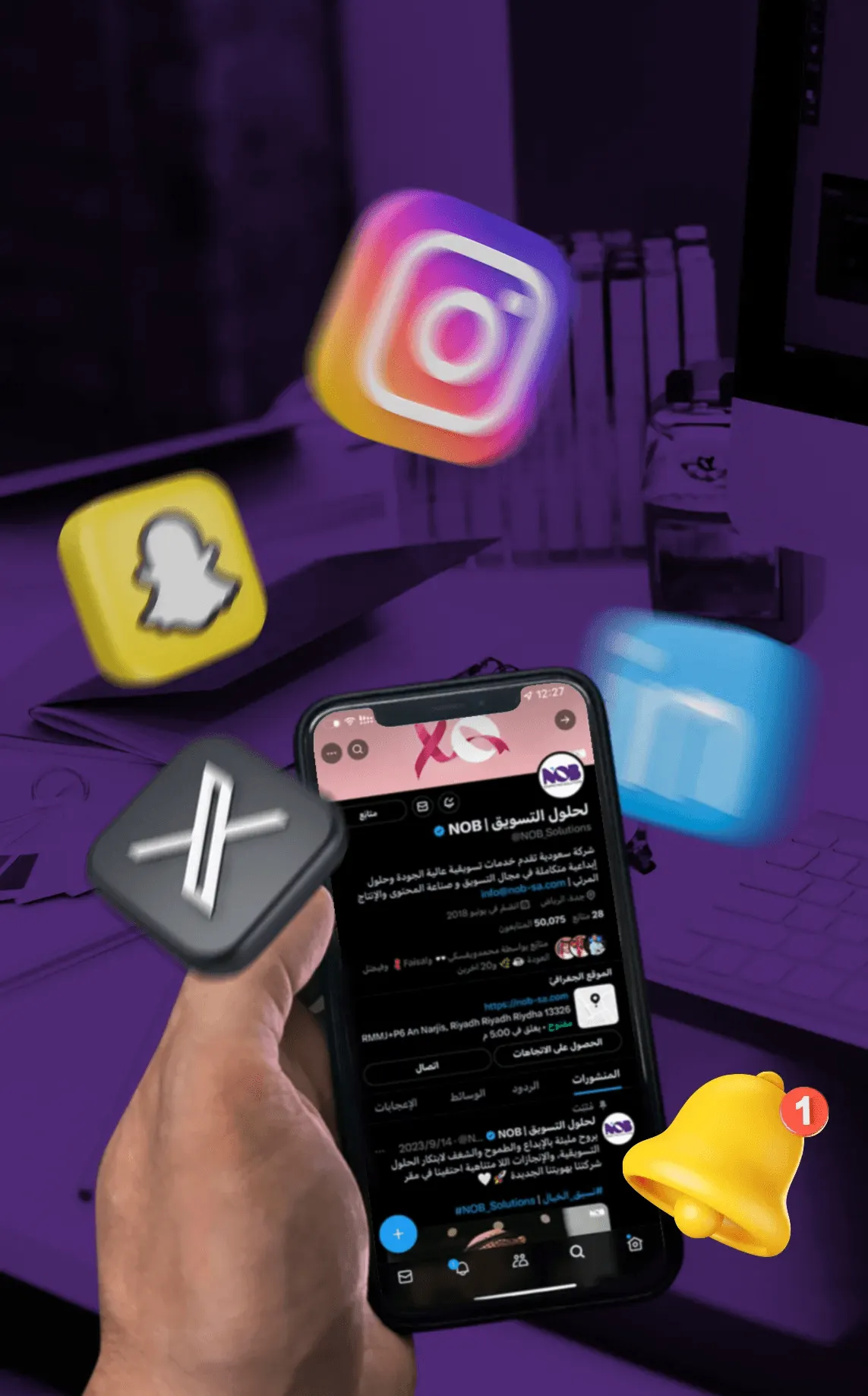 social apps icons with smartphone